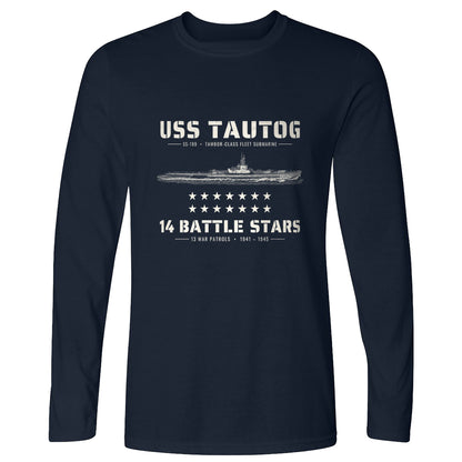 USS Tautog 14 Battle Stars Long Sleeve T-Shirt