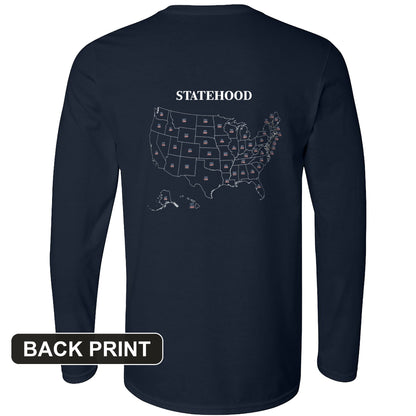US Statehood Back Print Long Sleeve T-Shirt