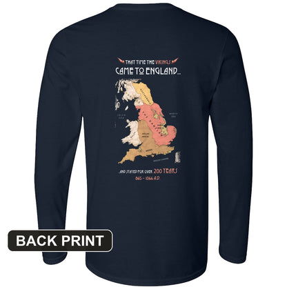 Vikings In England Back Print Long Sleeve T-Shirt