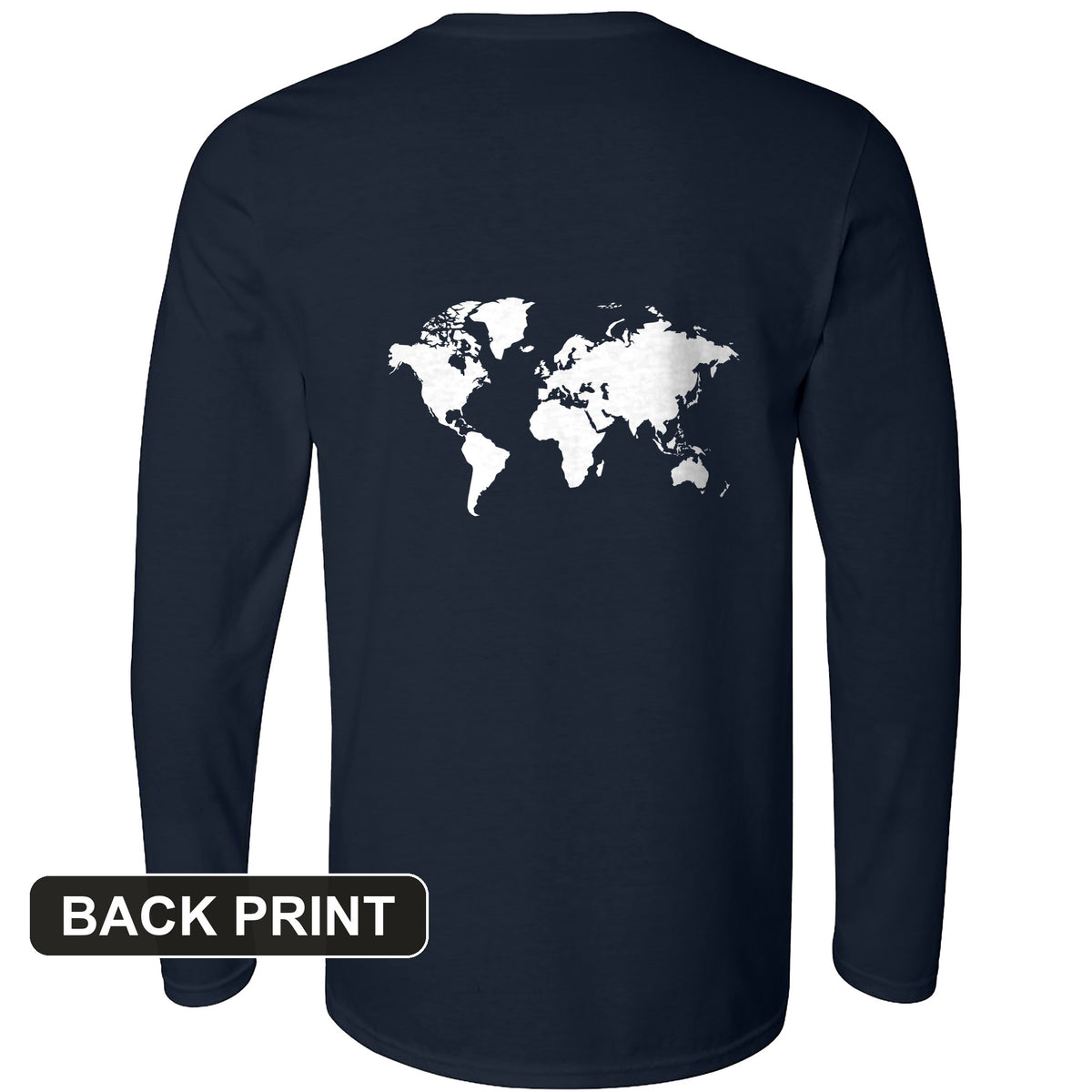 World Map Back Print Long Sleeve T-Shirt