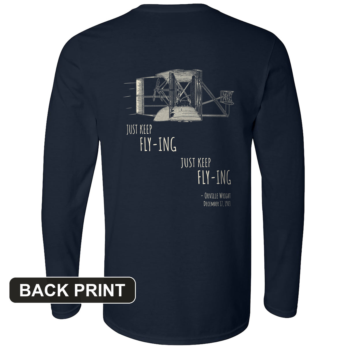 Wright Brothers Back Print Long Sleeve T-Shirt
