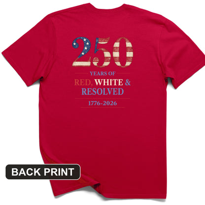 250 Red White and Resolved Back Print T-Shirt