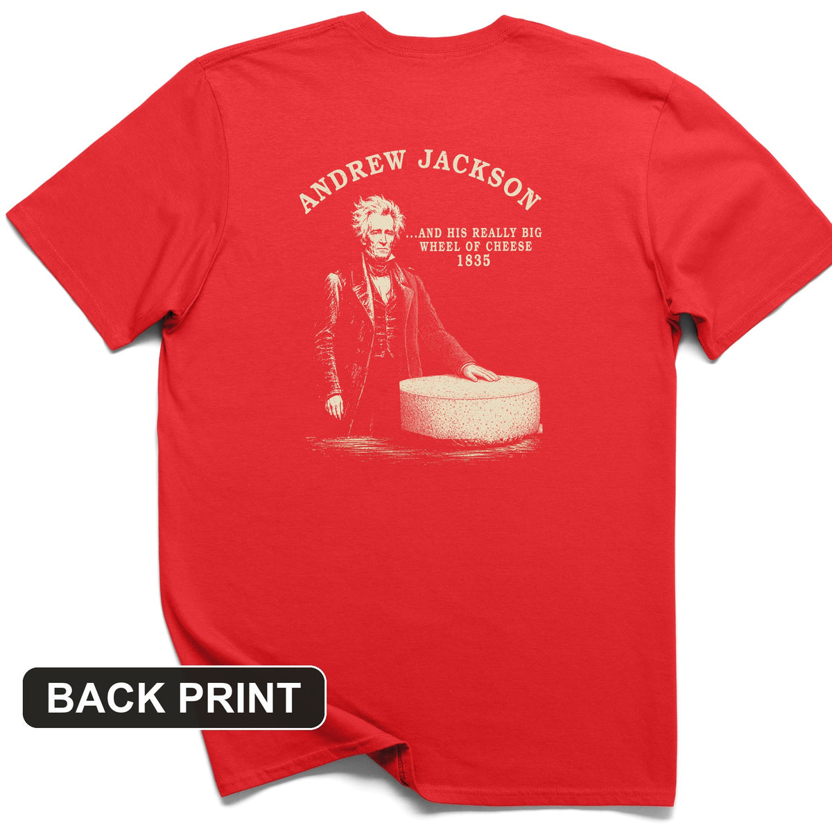 Cheese Wheel Back Print T-Shirt