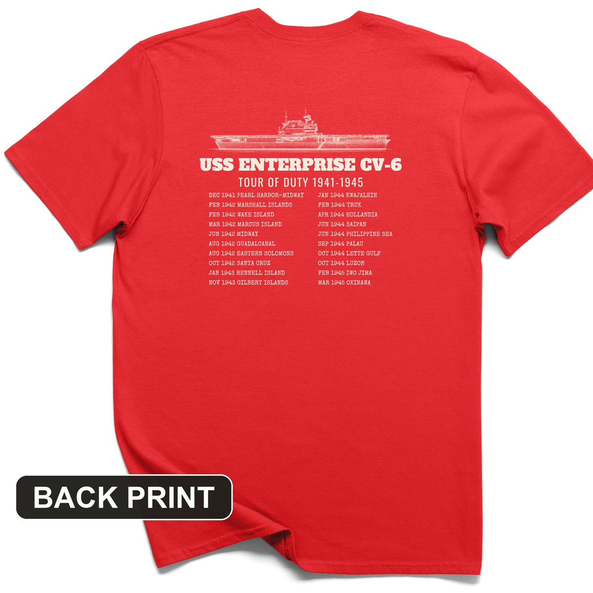Enterprise Tour Of Duty Back Print T-Shirt