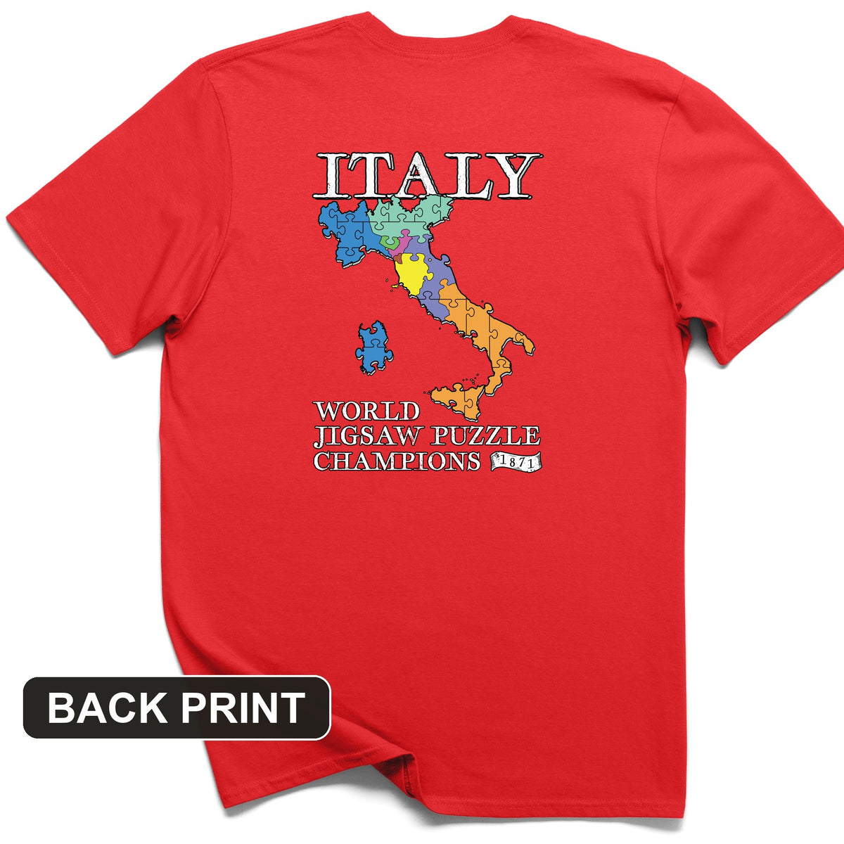 Italy Jigsaw Puzzle Back Print T-Shirt