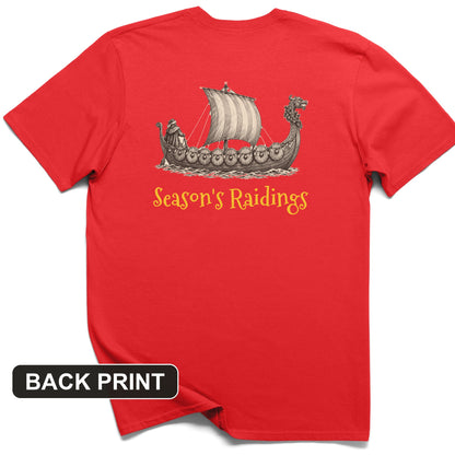 Seasons Raidings Viking Christmas Back Print T-Shirt