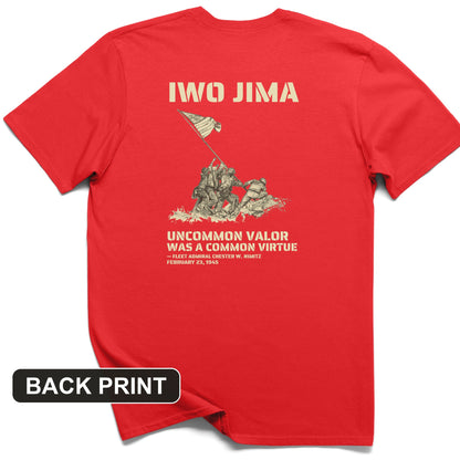 Uncommon Valor Iwo Jima Back Print T-Shirt