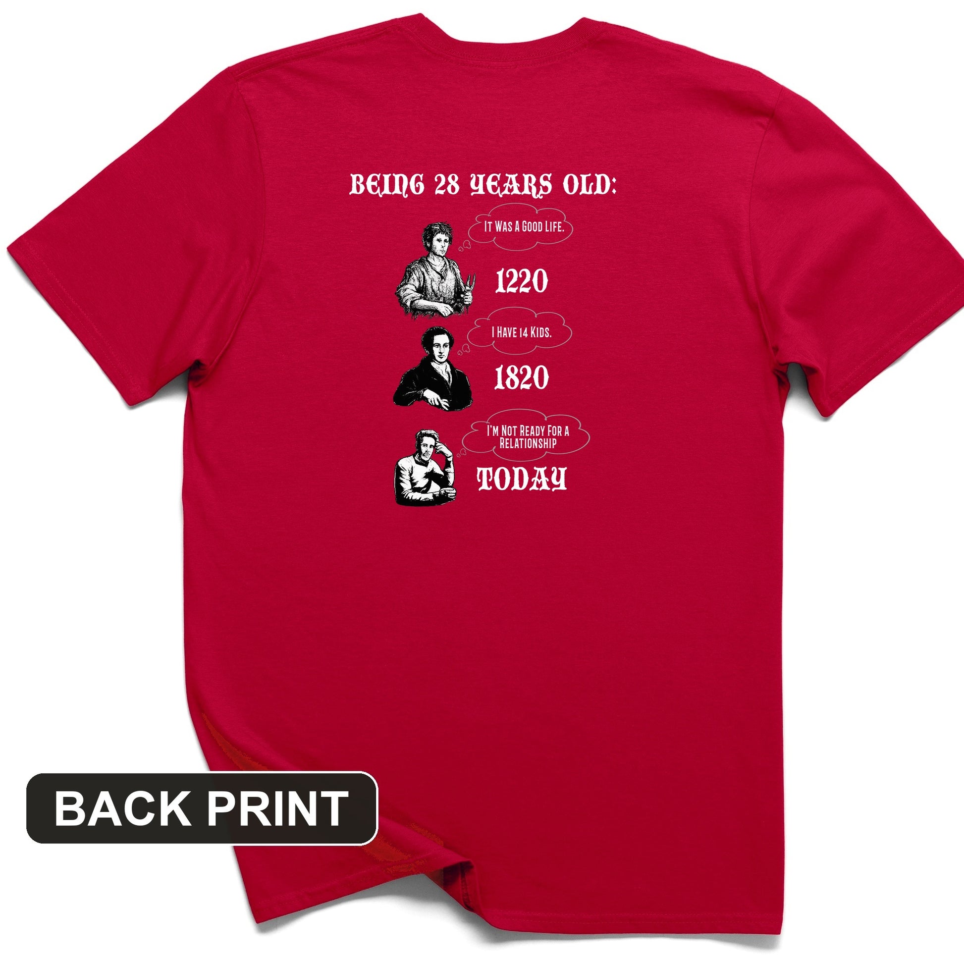 Being 28 Today Back Print T-Shirt