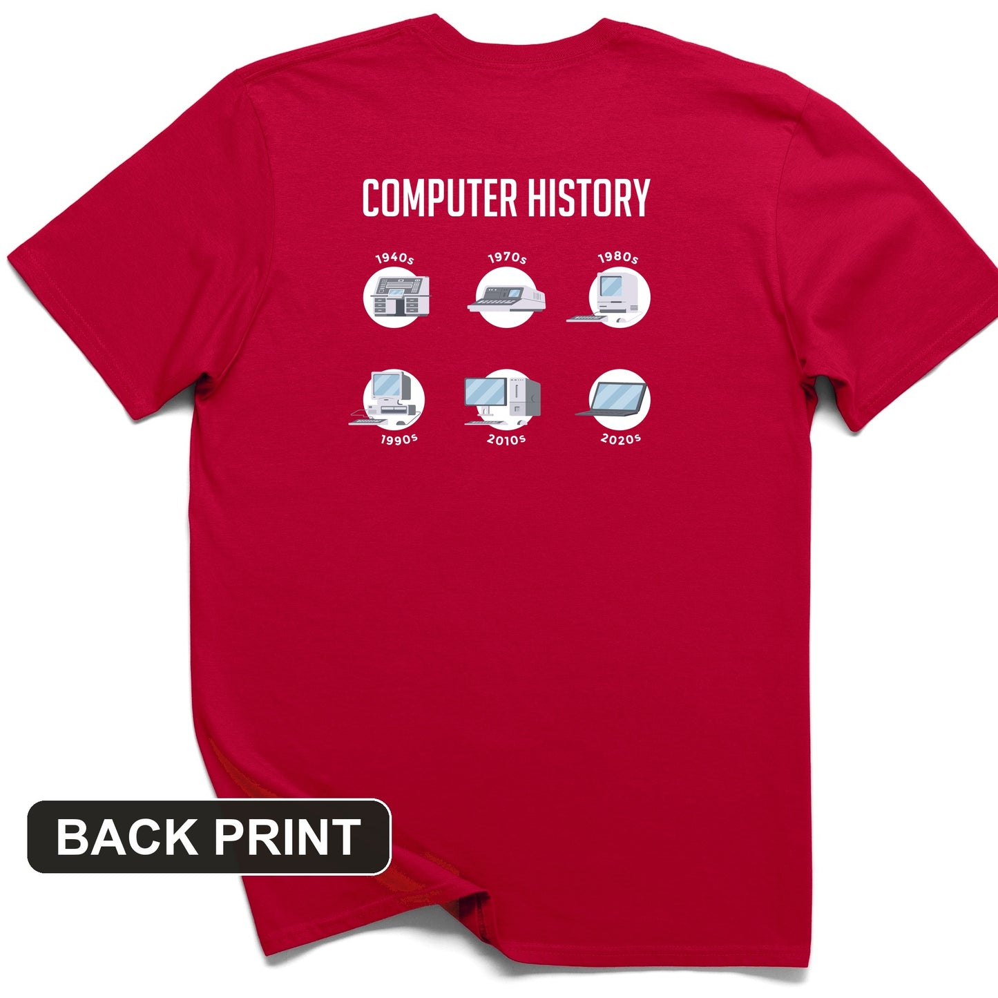 Computer History Back Print T-Shirt