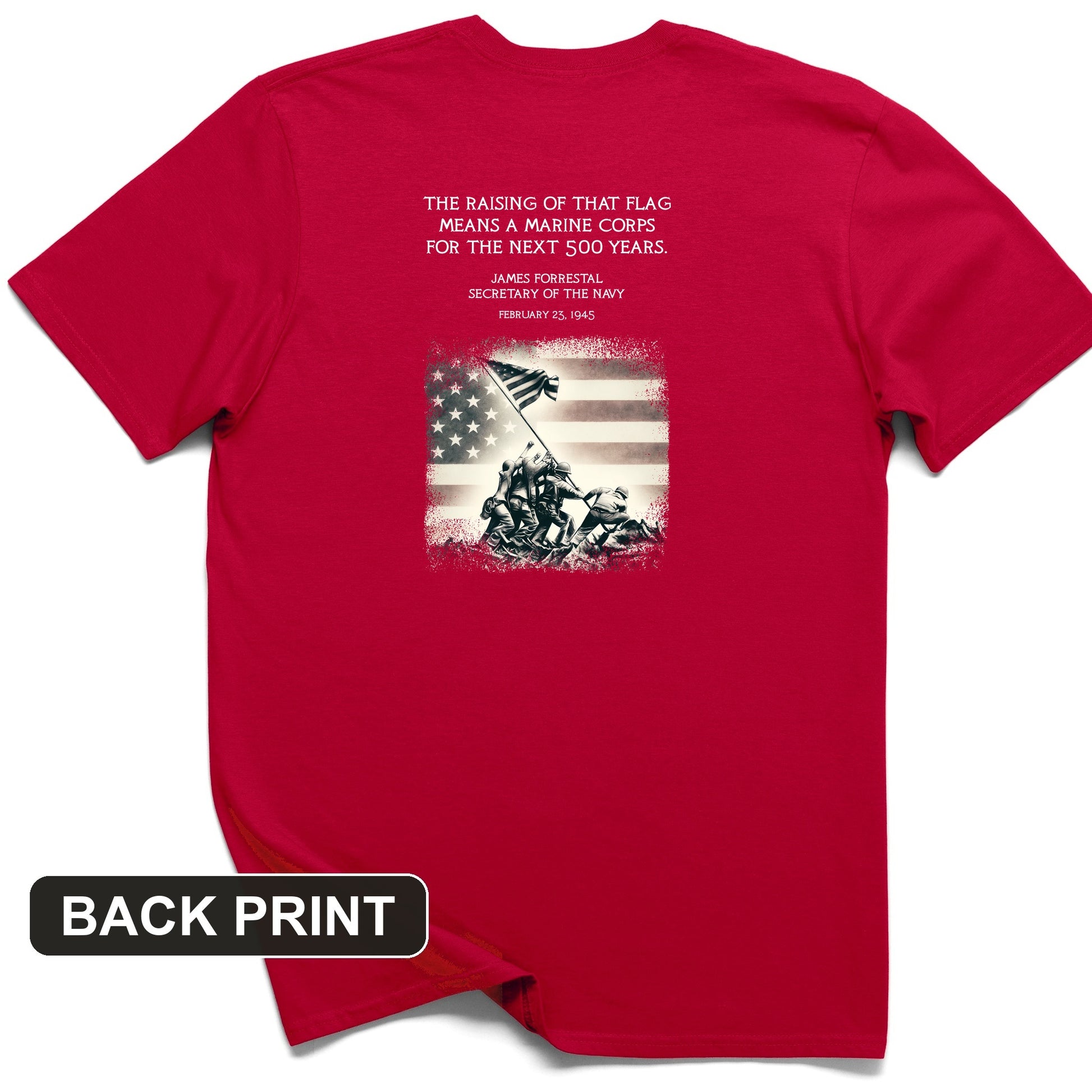 Iwo Jima Flag Back Print T-Shirt