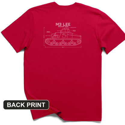M3 Lee Blueprint Back Print T-Shirt