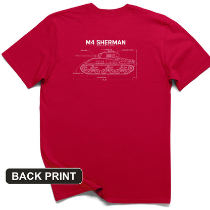 M4 Sherman Blueprint Back Print T-Shirt