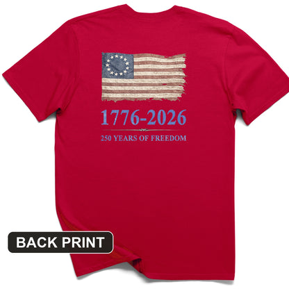 Revolutionary Flag 250 Back Print T-Shirt