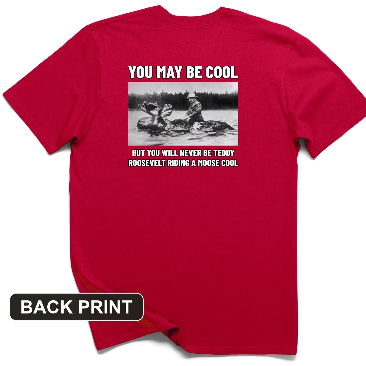 Teddy Riding Moose Back Print T-Shirt