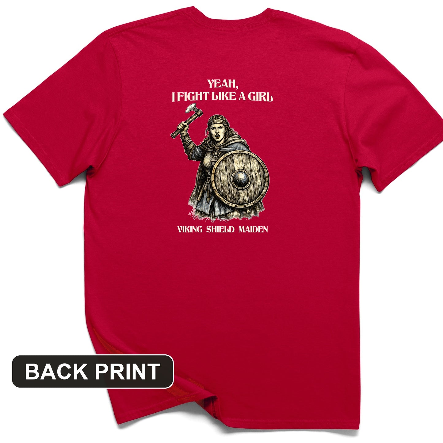 Viking Shield Maiden Back Print T-Shirt