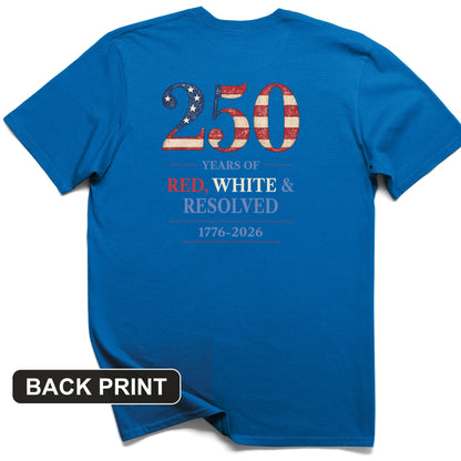 250 Red White and Resolved Back Print T-Shirt