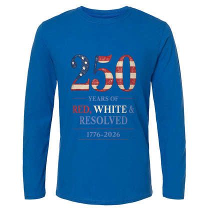 250 Red White and Resolved Long Sleeve T-Shirt