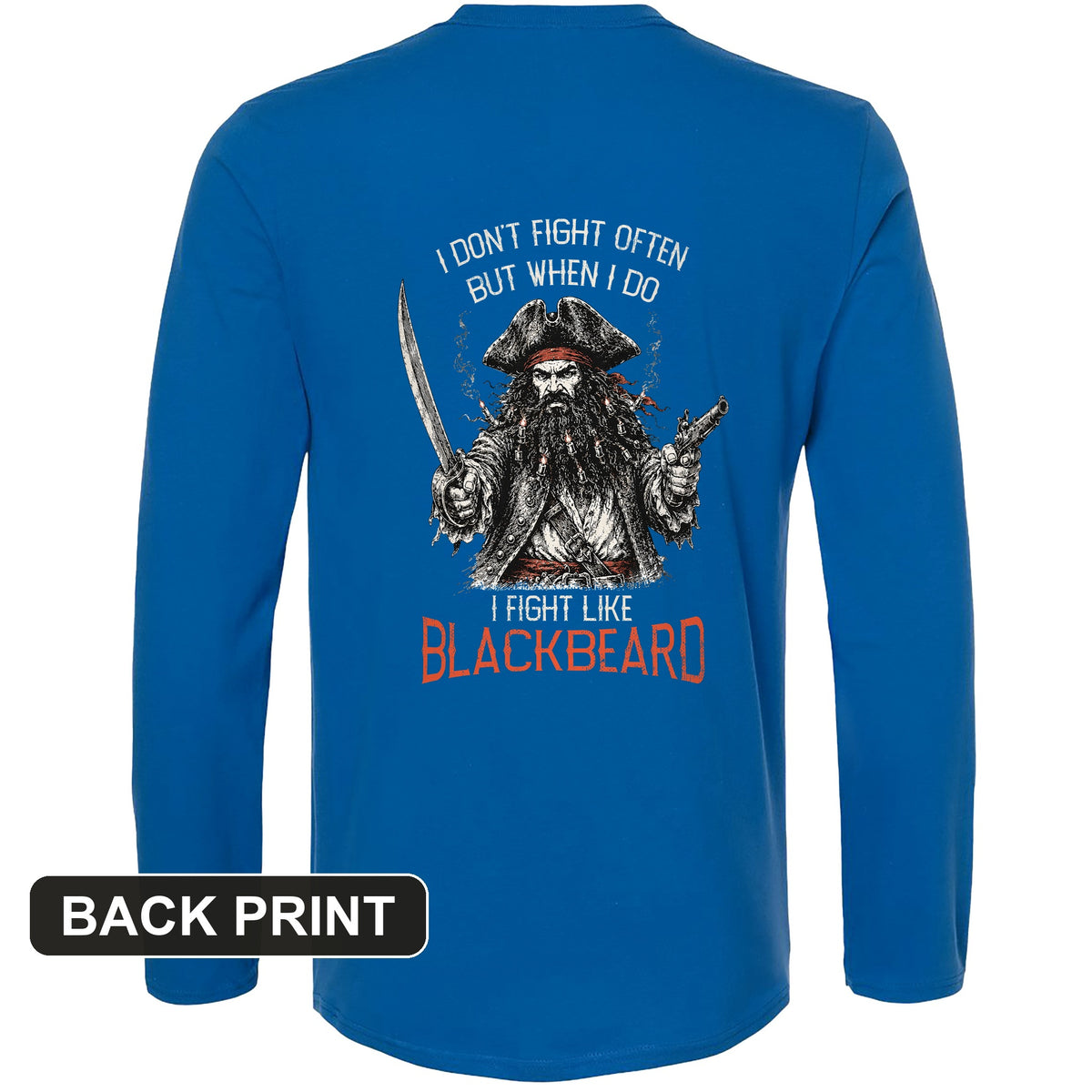 Blackbeard Back Print Long Sleeve T-Shirt