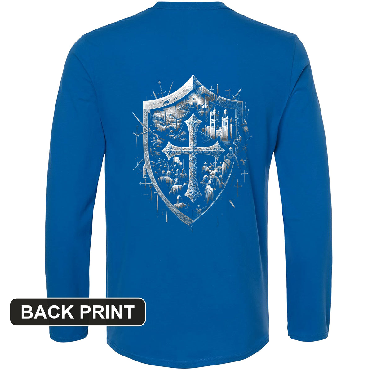 Crusader's Last Shield Back Print Long Sleeve T-Shirt