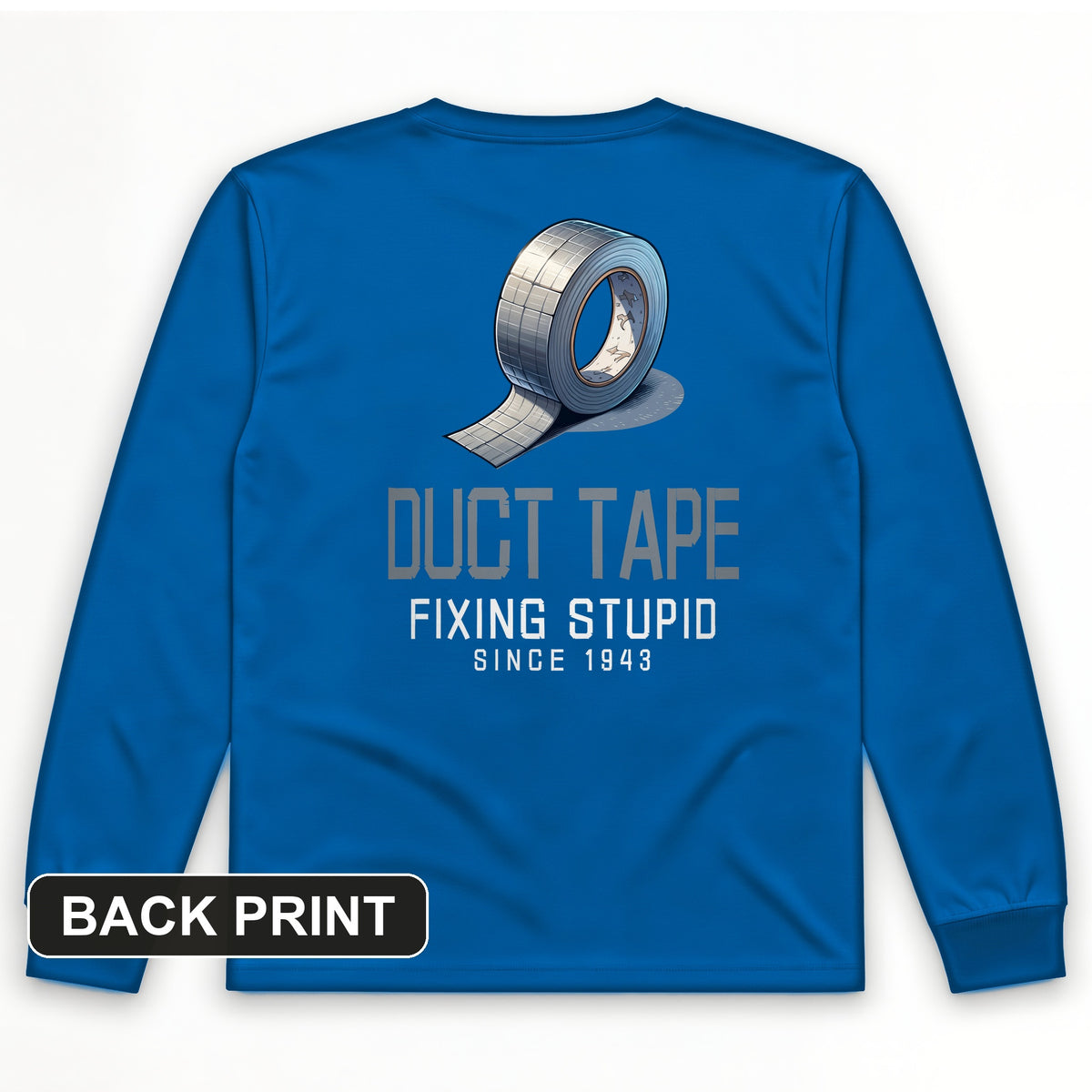 Duct Tape Back Print Long Sleeve T-Shirt
