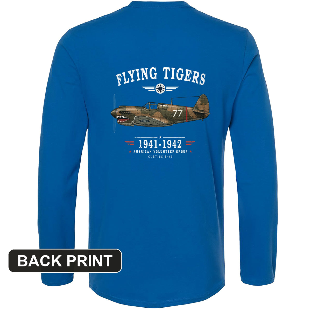 Flying Tigers Back Print Long Sleeve T-Shirt