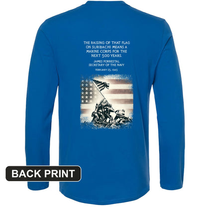 Iwo Jima Flag Back Print Long Sleeve T-Shirt