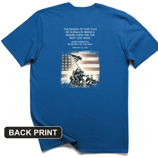Iwo Jima Flag Back Print T-Shirt
