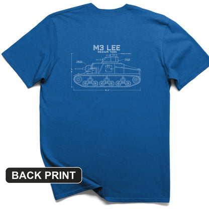M3 Lee Blueprint Back Print T-Shirt