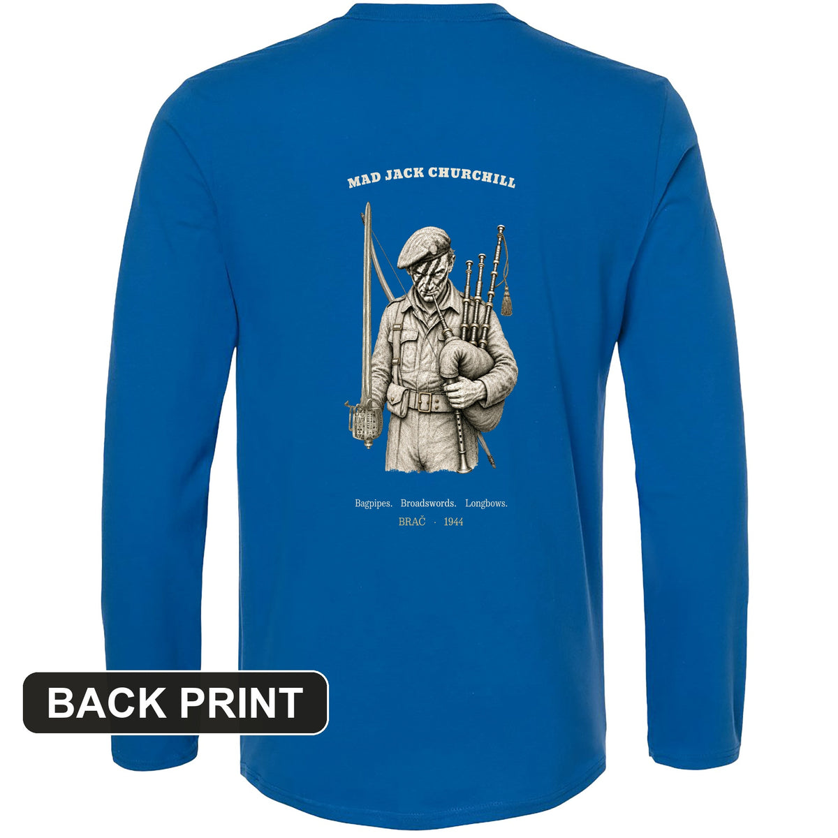 Mad Jack Churchill Back Print Long Sleeve T-Shirt