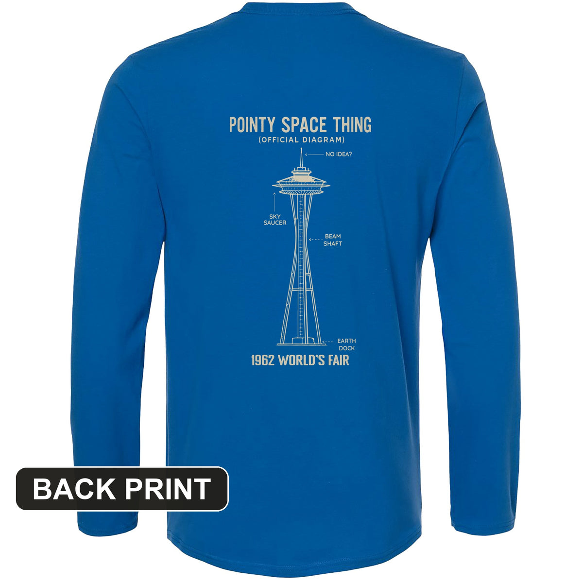 Pointy Space Thing Back Print Long Sleeve T-Shirt