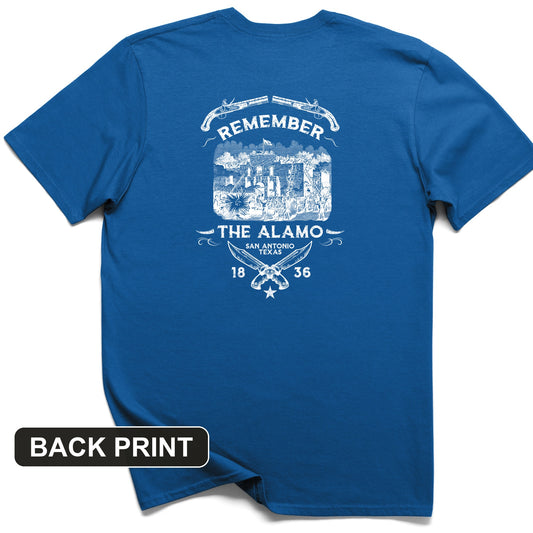 Remember The Alamo 1836 Back Print T-Shirt