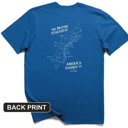 Revolutionary War Map Back Print T-Shirt