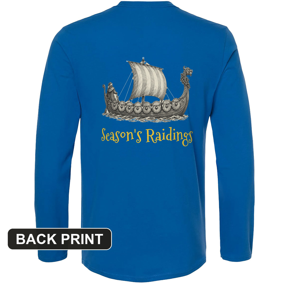 Seasons Raidings Viking Christmas Back Print Long Sleeve T-Shirt