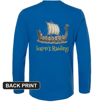 Seasons Raidings Viking Christmas Back Print Long Sleeve T-Shirt