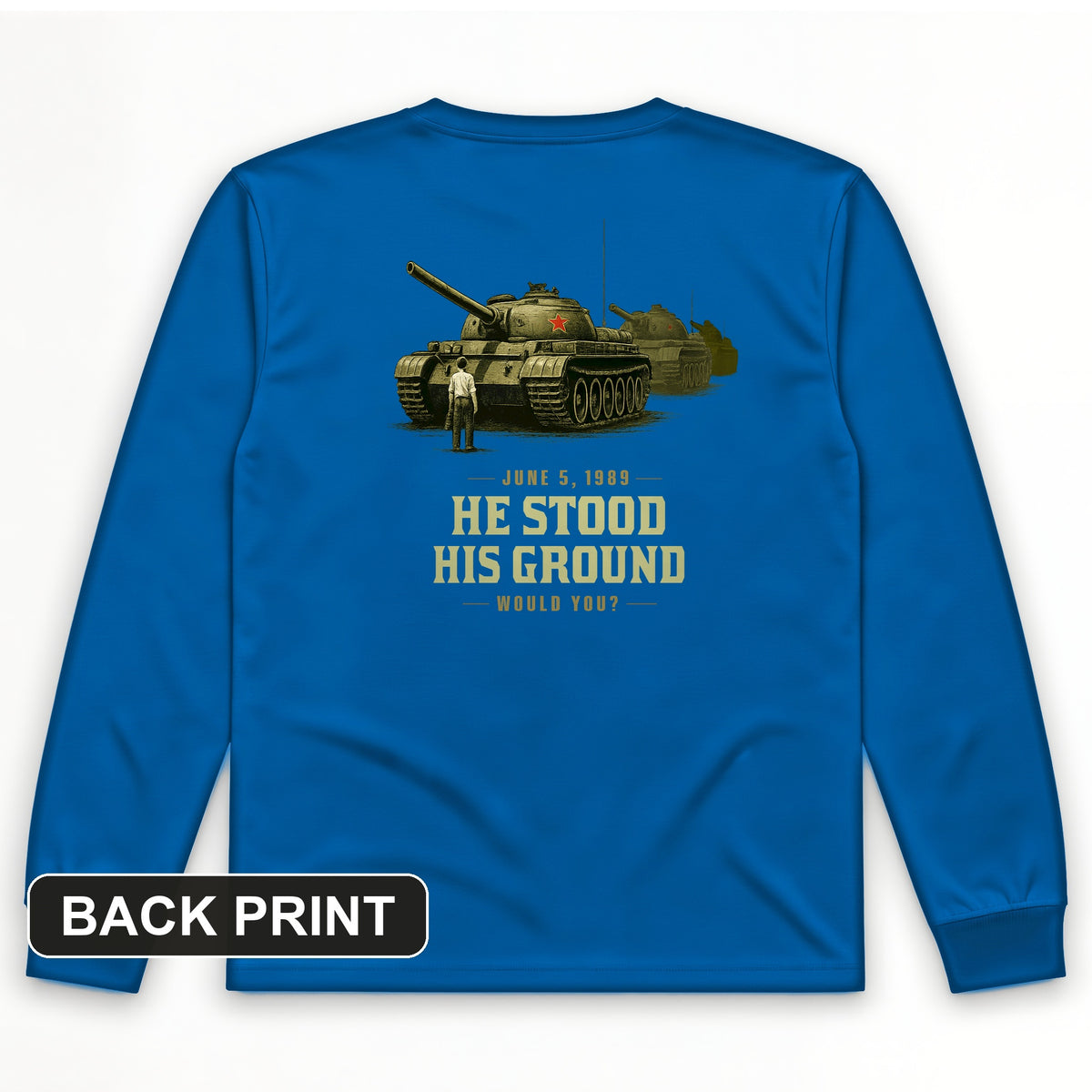 Tank Man Back Print Long Sleeve T-Shirt