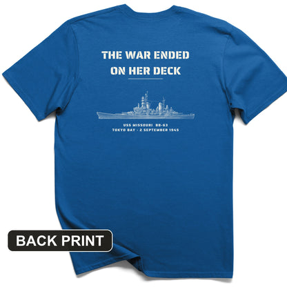 The War Ended On Her Deck Back Print T-Shirt