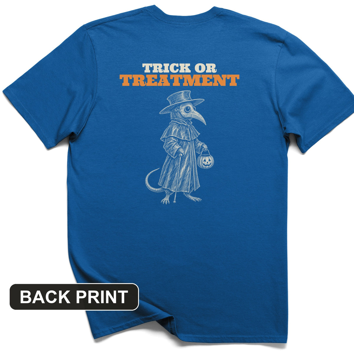 Trick Or Treatment Plague Rat Back Print T-Shirt