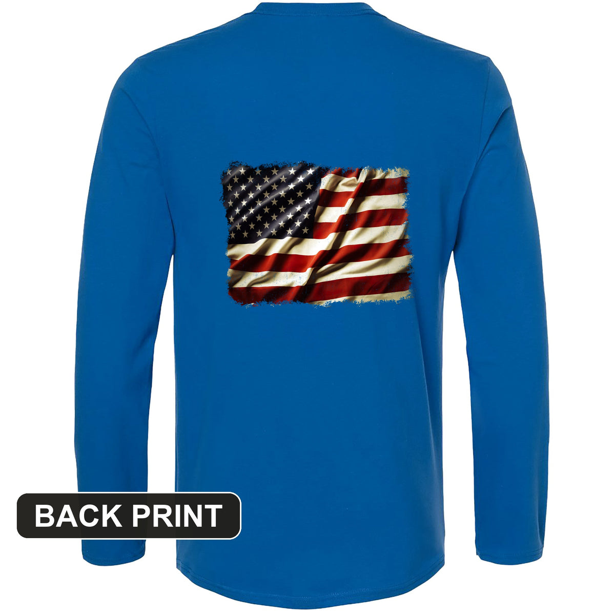 USA Flag Back Print Long Sleeve T-Shirt
