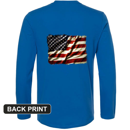 USA Flag Back Print Long Sleeve T-Shirt