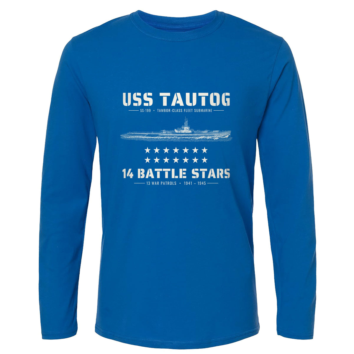 USS Tautog 14 Battle Stars Long Sleeve T-Shirt