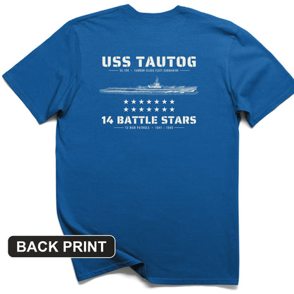 USS Tautog 14 Battle Stars Back Print T-Shirt