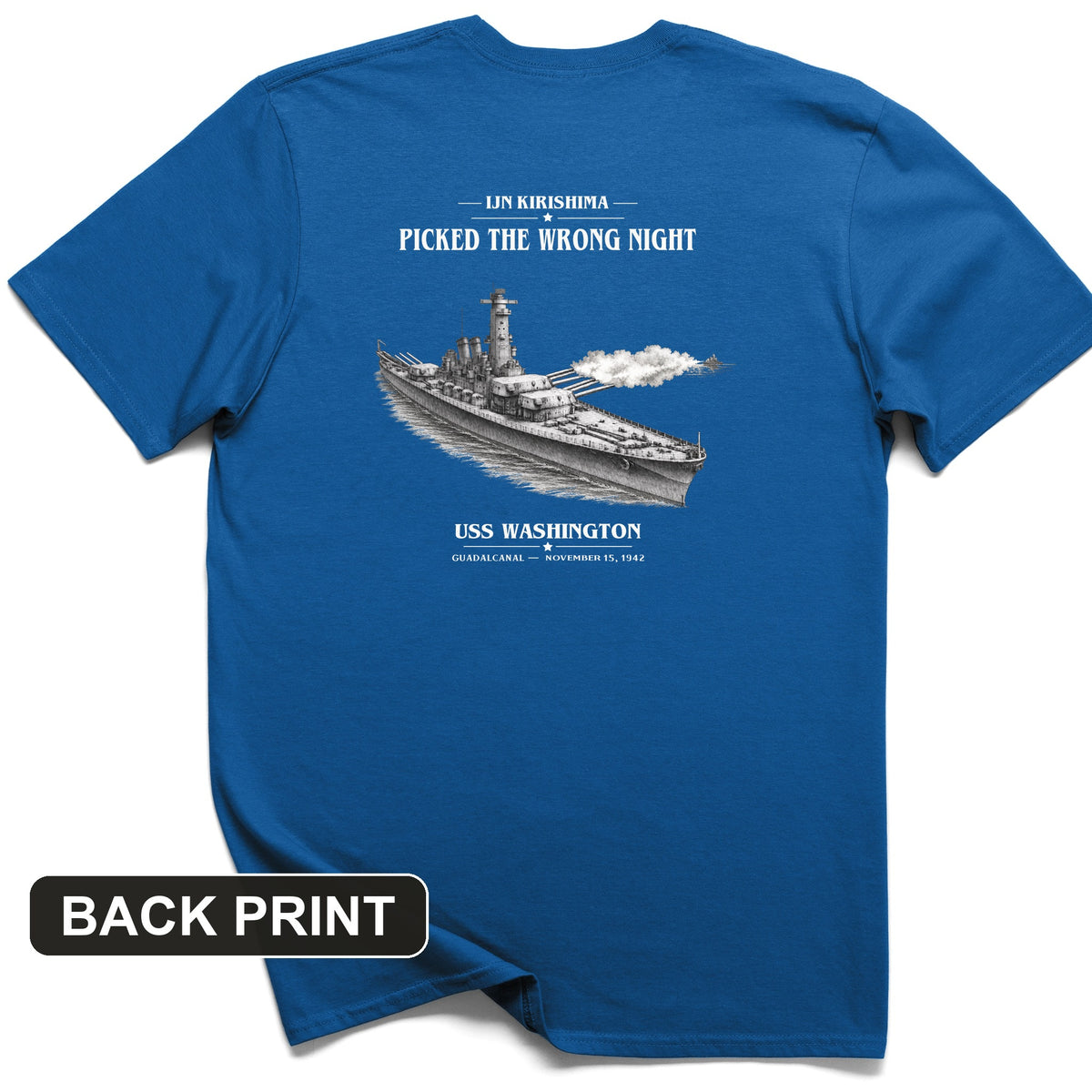 USS Washington at Guadalcanal Back Print T-Shirt