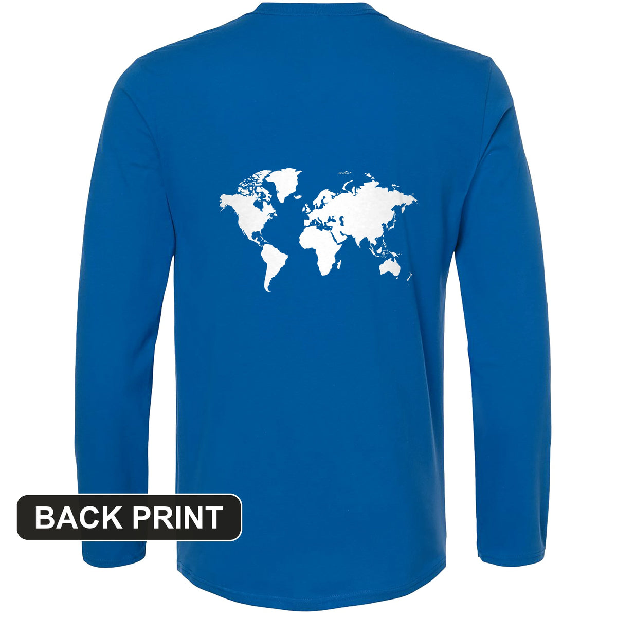 World Map Back Print Long Sleeve T-Shirt
