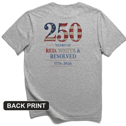 250 Red White and Resolved Back Print T-Shirt
