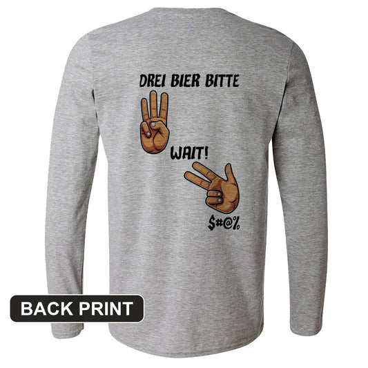 3 Beers Back Print Long Sleeve T-Shirt