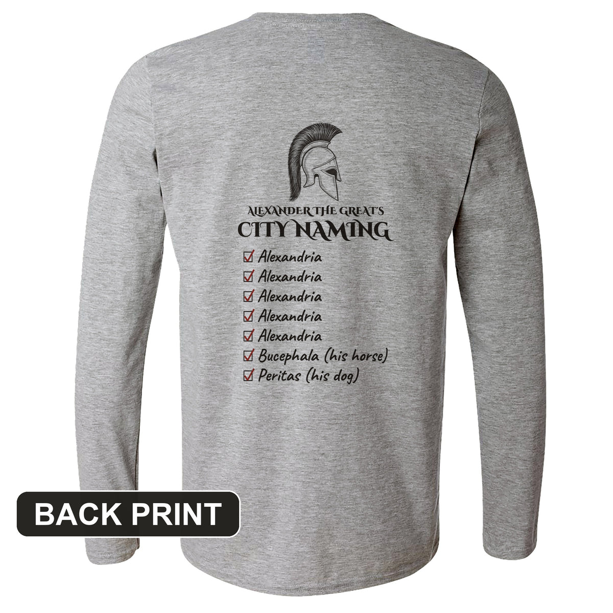 Alexander City Naming Back Print Long Sleeve T-Shirt