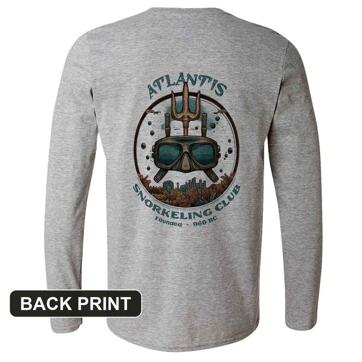 Atlantis Back Print Long Sleeve T-Shirt