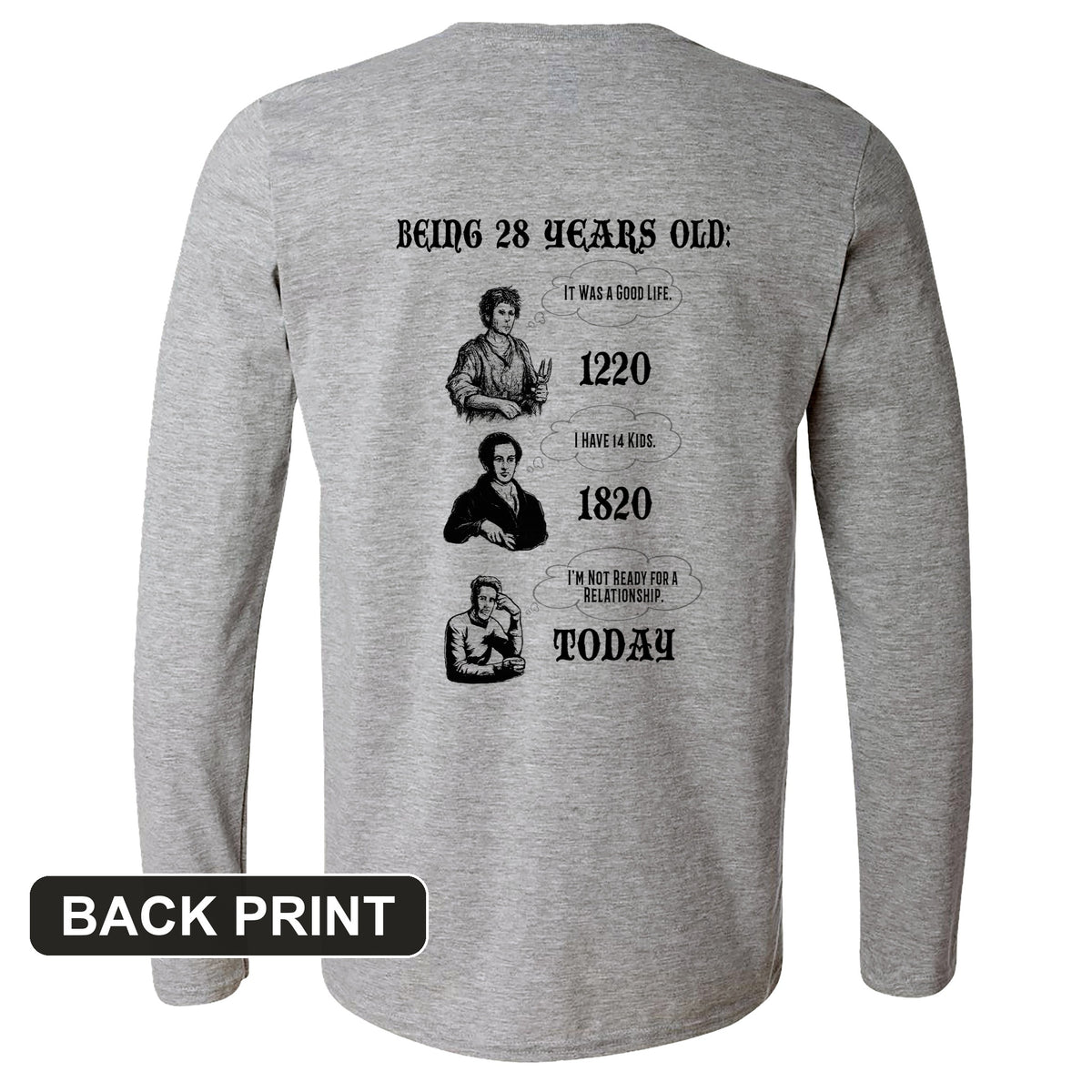 Being 28 Today Back Print Long Sleeve T-Shirt