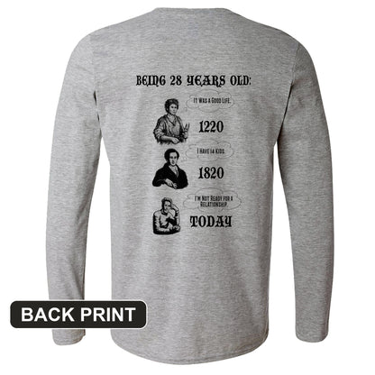 Being 28 Today Back Print Long Sleeve T-Shirt