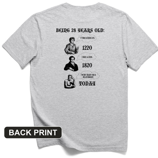 Being 28 Today Back Print T-Shirt